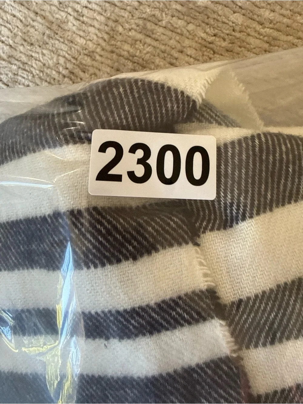 Cashmere Plaid Blanket Scarf Ivory Black Red Fringe Oversized Wrap